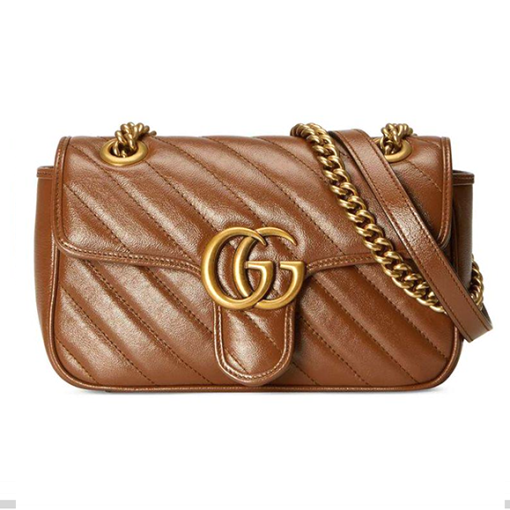 GUCCI 구찌 마몽 마틀라세 미니 숄더백 체인 숄더백 크로스백 브라운 ‎446744 0OLFT 2535 여성