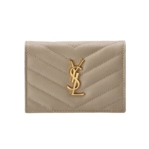생로랑 모노그램 금장 반지갑 씨솔트 YSL 530841 BOWA1 9607 여성