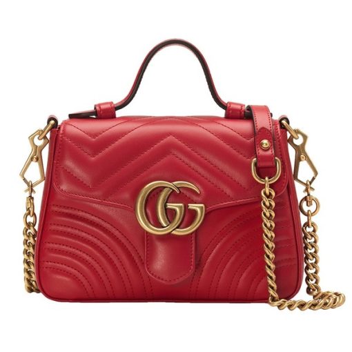 GUCCI 마몬트 체크 무늬 탑 핸들 미니 숄더백 미니 체인백 레드 498110 DTDIT 6433 여성