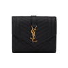 YSL 생로랑 마틀라세 모노그램 금장 트라이폴드 반지갑 중지갑 651028 BOW91 1000 여성