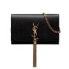YSL 생로랑 모노그램 금장 테슬 케이트 체인 숄더백 블랙 452159 BOW0J 1000 여성