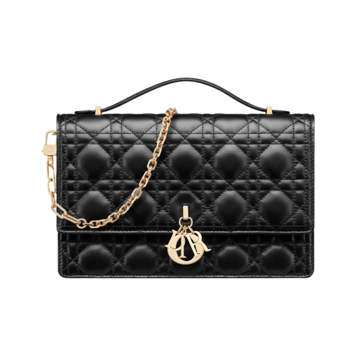 디올 My Dior 블랙 까나쥬 탑 핸들백